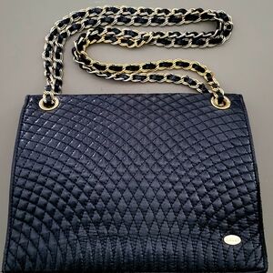 BALLY Classic Black Quilted Buttery Leather Shoulder Crossbody Chain Retro